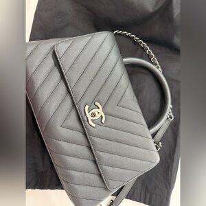 Chanel coco handle medium size dark gray color